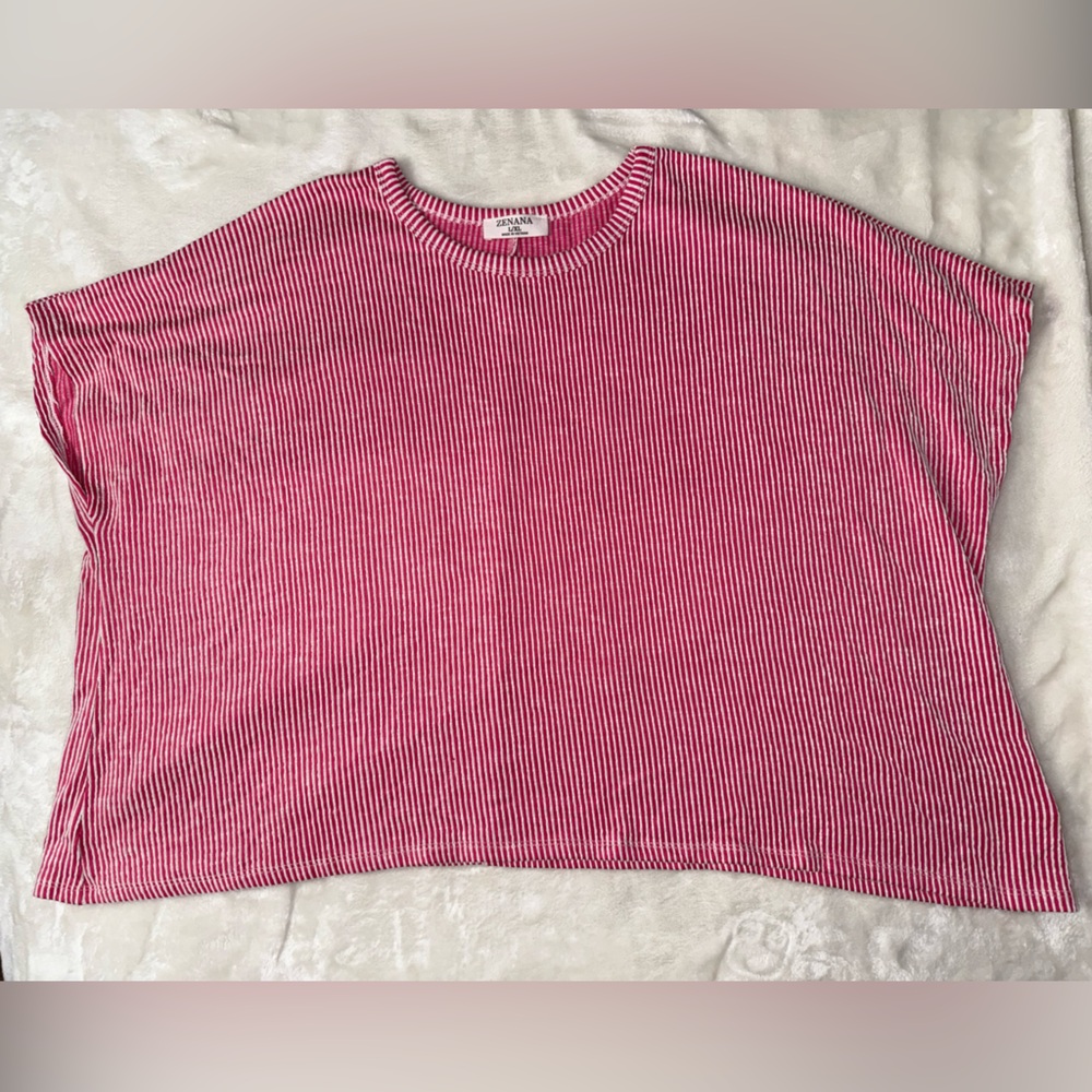 Zenana Outfitters Pink and White Striped Top